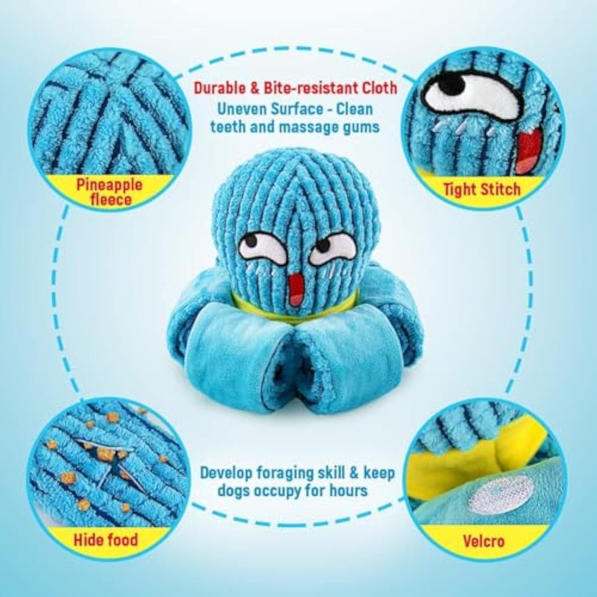 Squeaky Dog Toy,Octopus Sniffing Dog Toys, Plush Interactive Puzzle Dog Toys With Soft Fabric Crinkle For Large, Medium, Small Sized Dog, Relieve Stress, Encourage Natural Foragin,Best Dog Boredom Toy