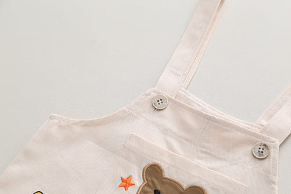Boys' Summer Casual Suspender Trousers Short Sleeve Suit