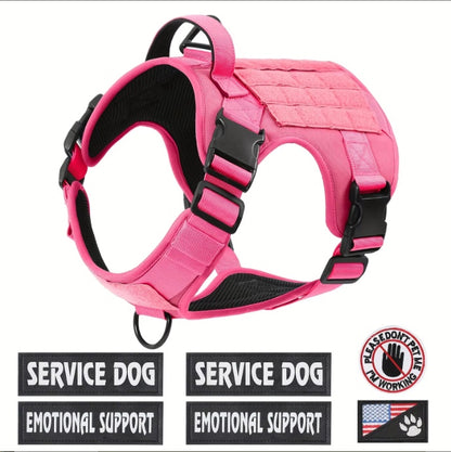 Hiphoppet US Local Tactical Service Dog Harness Vest Adjustable Reflective No Pulling Large Dog Harness With Metal Buckle