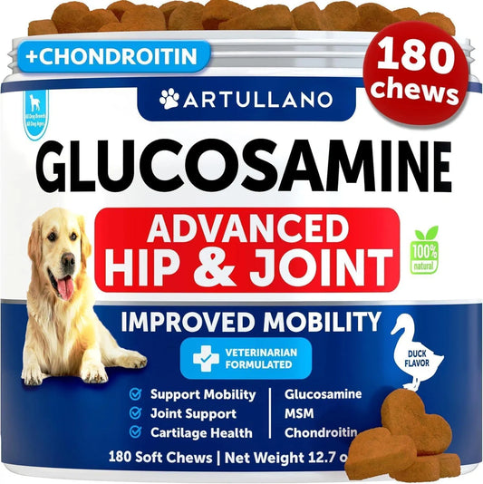 Glucosamine For Dogs Hip And Joint Supplement For Dogs With Arthritis Chews With Chondroitin Hemp Oil MSM Canine Joint Pain Relief Health Mobility Support For Large Breeds 120 Soft Treats
