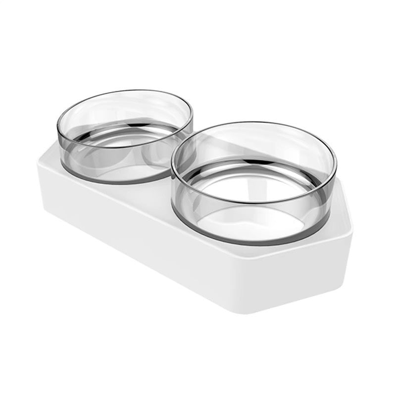 Ceramic Double Bowl Pet Water Feeding Bowl Protect Cervical Spine Cat Food Holder