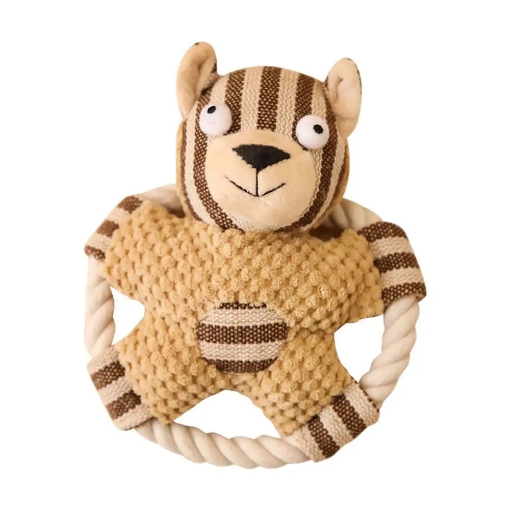 Pet Cotton Rope Toy Dog Sound Canvas Molar Teeth Cleaner Bite-resistant Rope Knot Training Dog Toys Dog Toothbrush Dog Toys